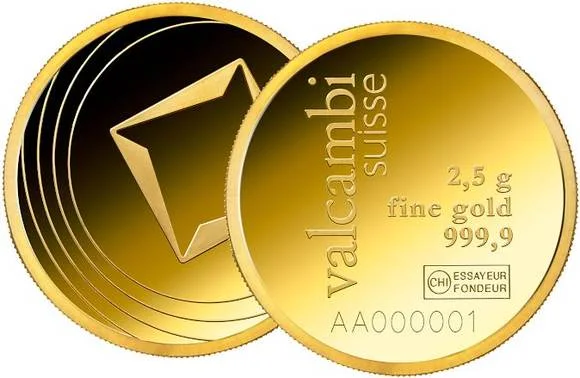 Valcambi 2.5 Gram Gold Round Coin
