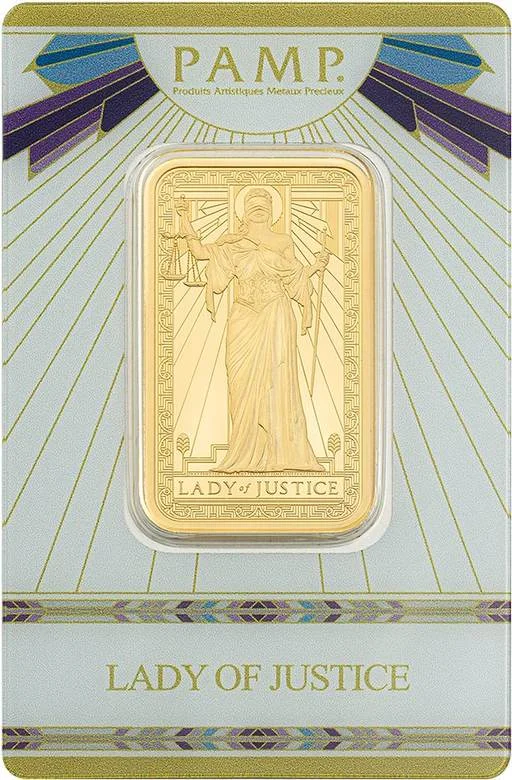 Lady of Justice 1 oz Gold Bar
