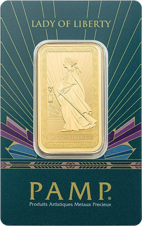 Lady of Liberty 1 oz Gold Bar (Teal Edition)
